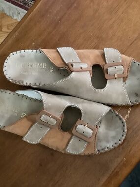 La Plume Leather Sandals, tan/brown size 40, 9-9.5